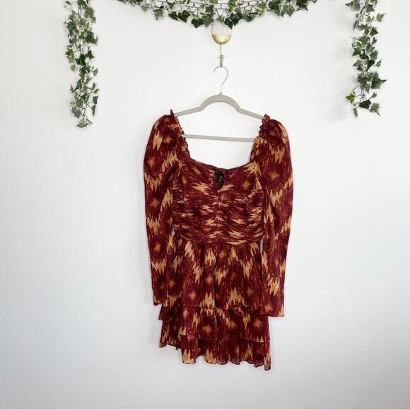 HOUSE OF HARLOW 1960 Tiered Long Sleeve Mini Dress Size Small NWT - Picture 1 of 5